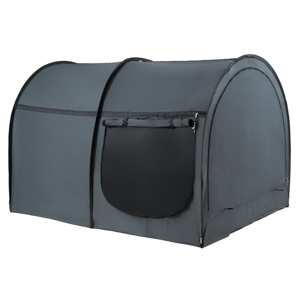 KFFKFF Sleep Canopy, Soft Pongee Material, Quad-Entry, Airy Privacy Pod with Thin Fiber Rods, Full-Sized Light-Blocking Bed Shelter, Suitable for Adult Resting Space