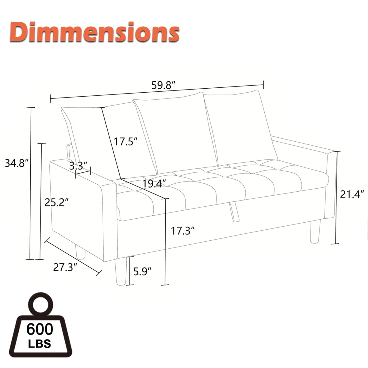 Aukfa 68" Small Sofa Couch Comfy Mid Century Modern Loveseat Sofa for Living Room Bedroom, Cream