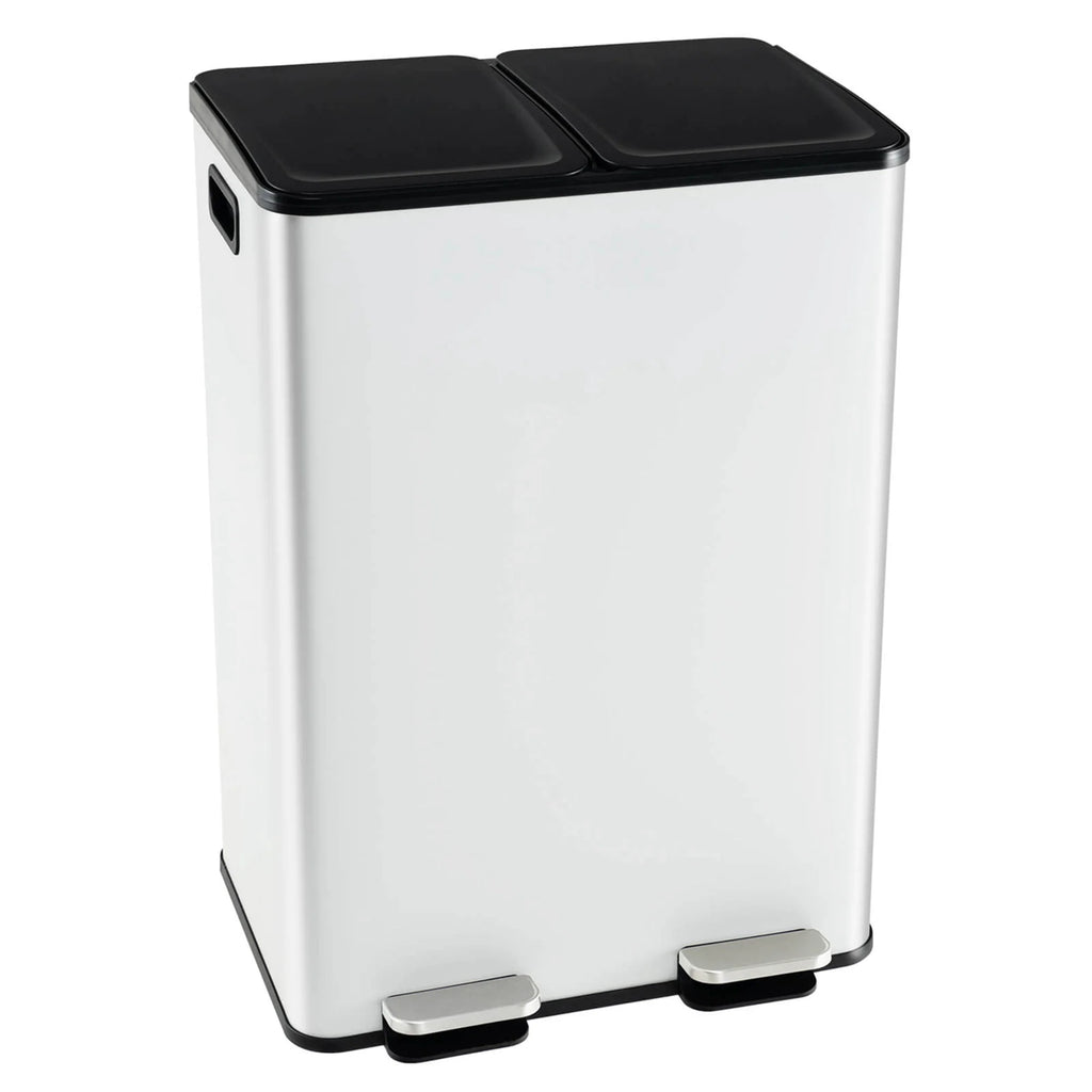 Costway 16 Gallon Dual Step Trash Can Recycle Bin Stainless Steel Bucket Pedal Silver