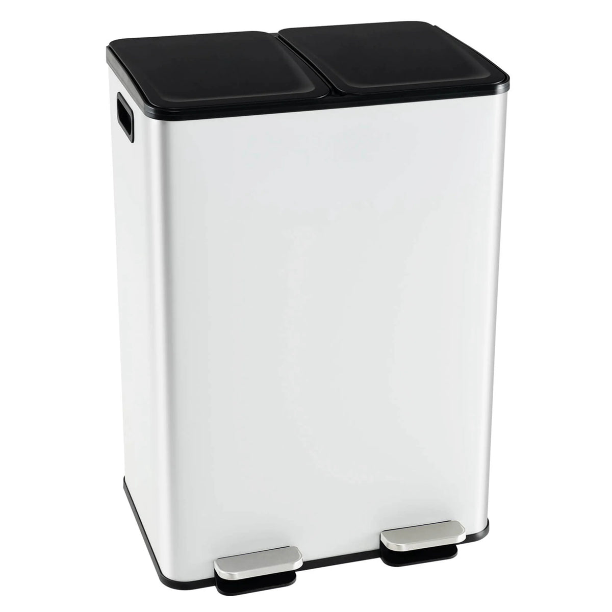 Costway 16 Gallon Dual Step Trash Can Recycle Bin Stainless Steel Bucket Pedal Silver