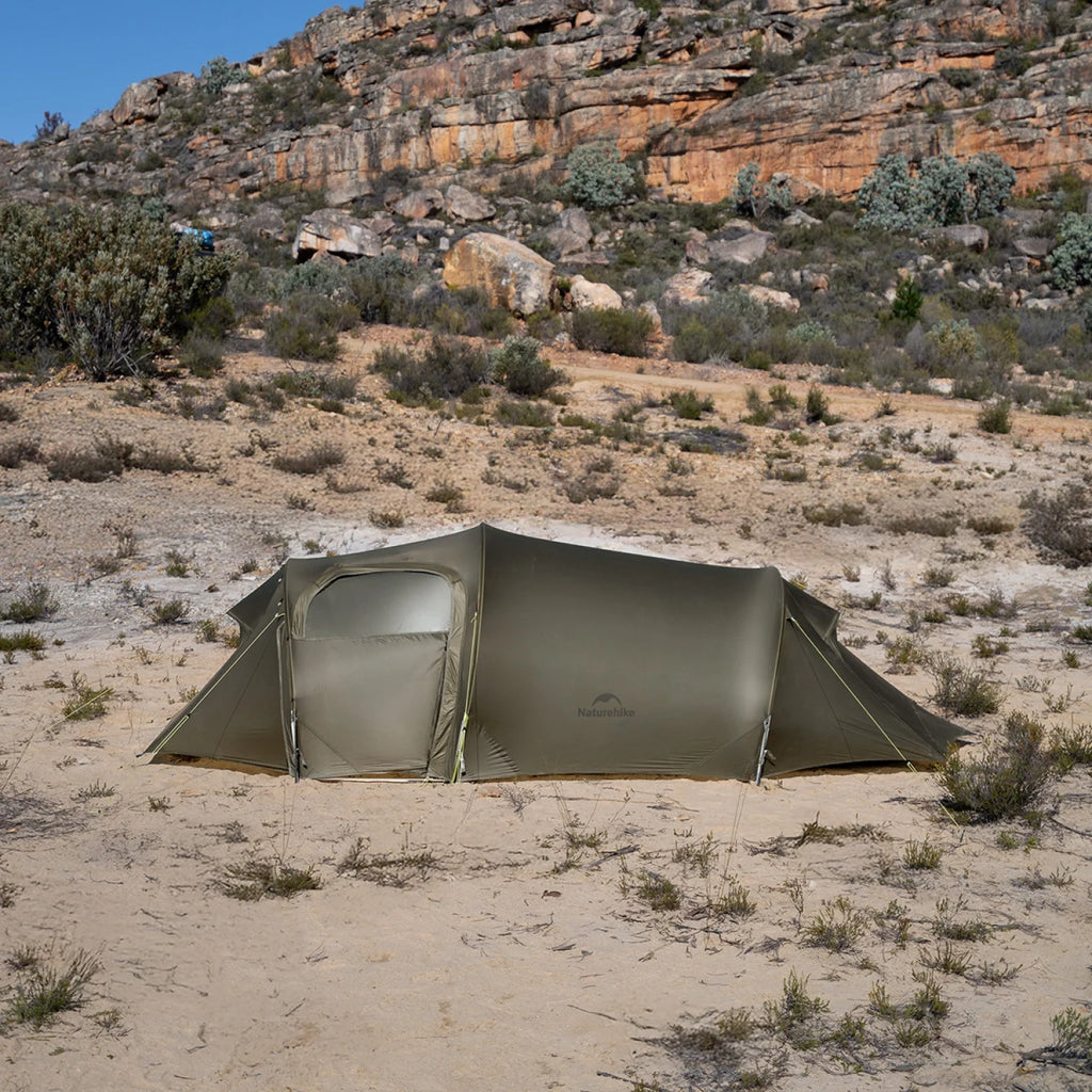Naturehike, Ultralight Hiking Tent, Tear-resistant Tunnel Tent, Waterproof Camping Tent, Windproof Tent with Hall, 15D Lightweight Silicone-coated Nylon Fabrics,Large size for 2/3 Person.