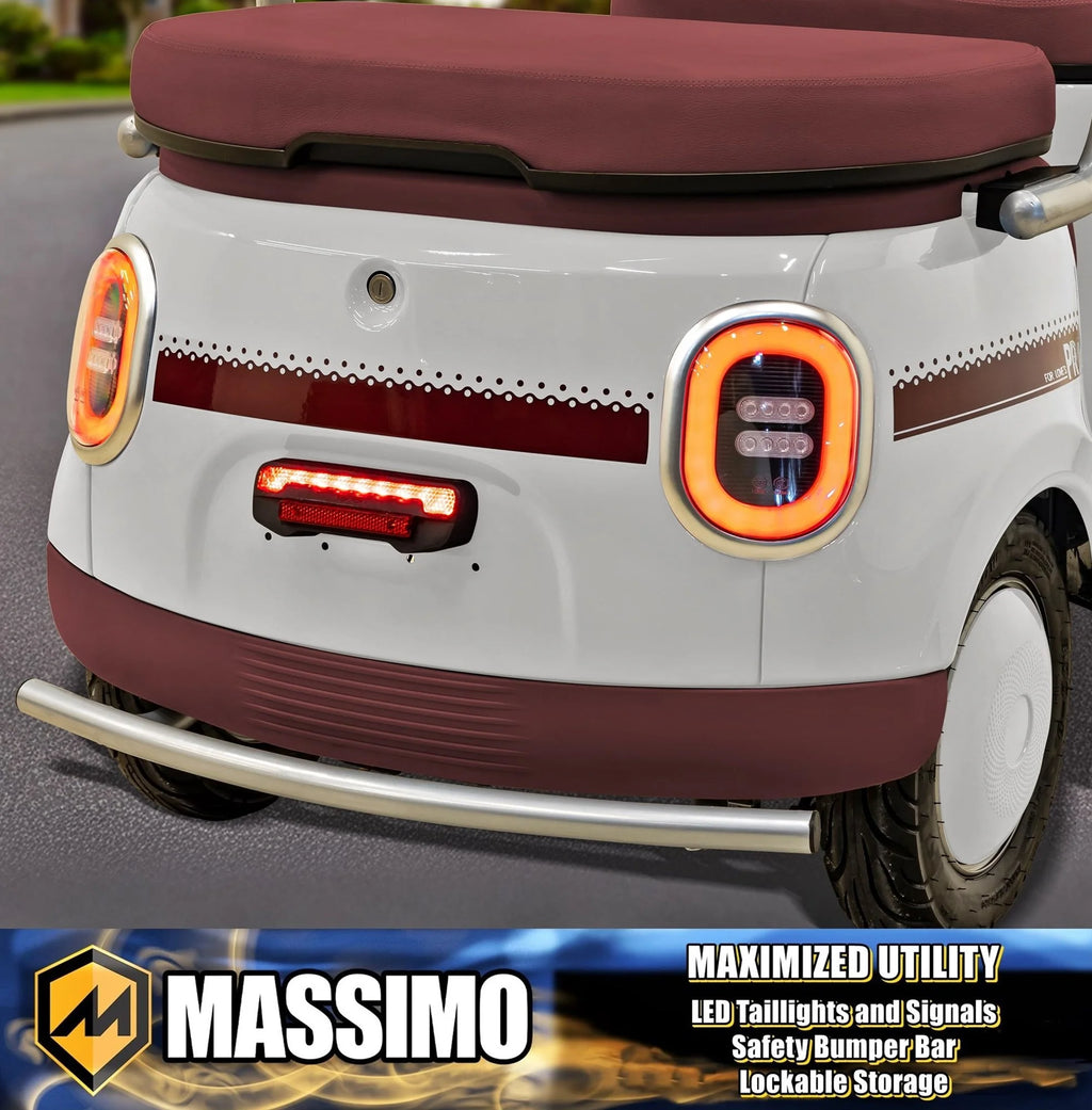 Massimo MGC E-Trike 3-Wheel Electric Cart 17 MPH, 2-Seater Adult Scooter Blue