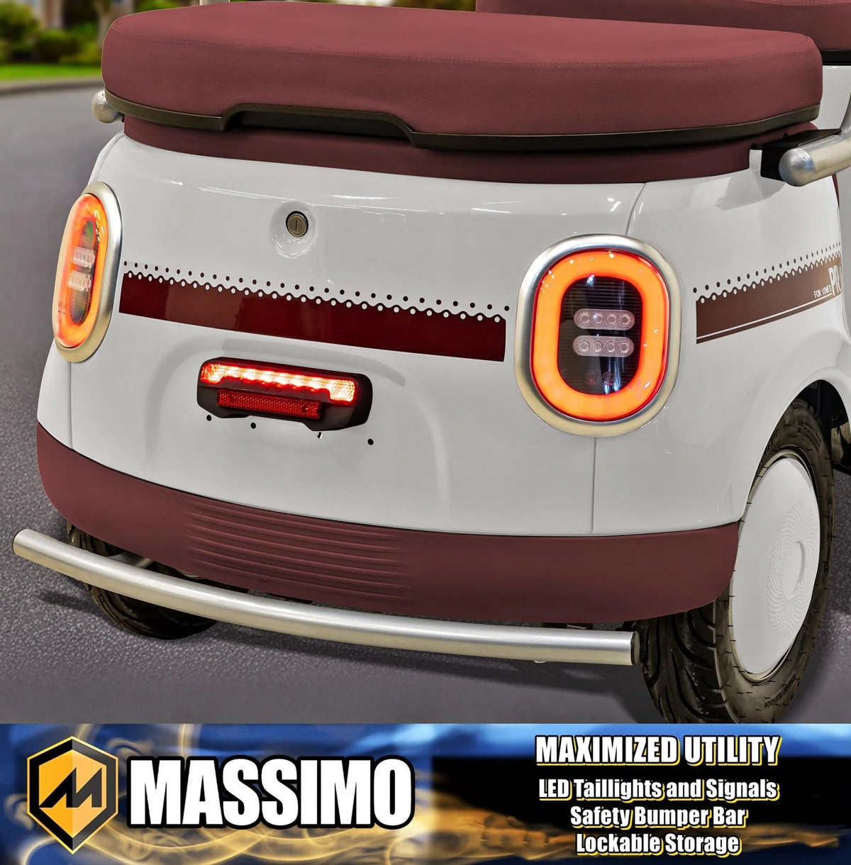 Massimo MGC E-Trike 3-Wheel Electric Cart 17 MPH, 2-Seater Adult Scooter Blue