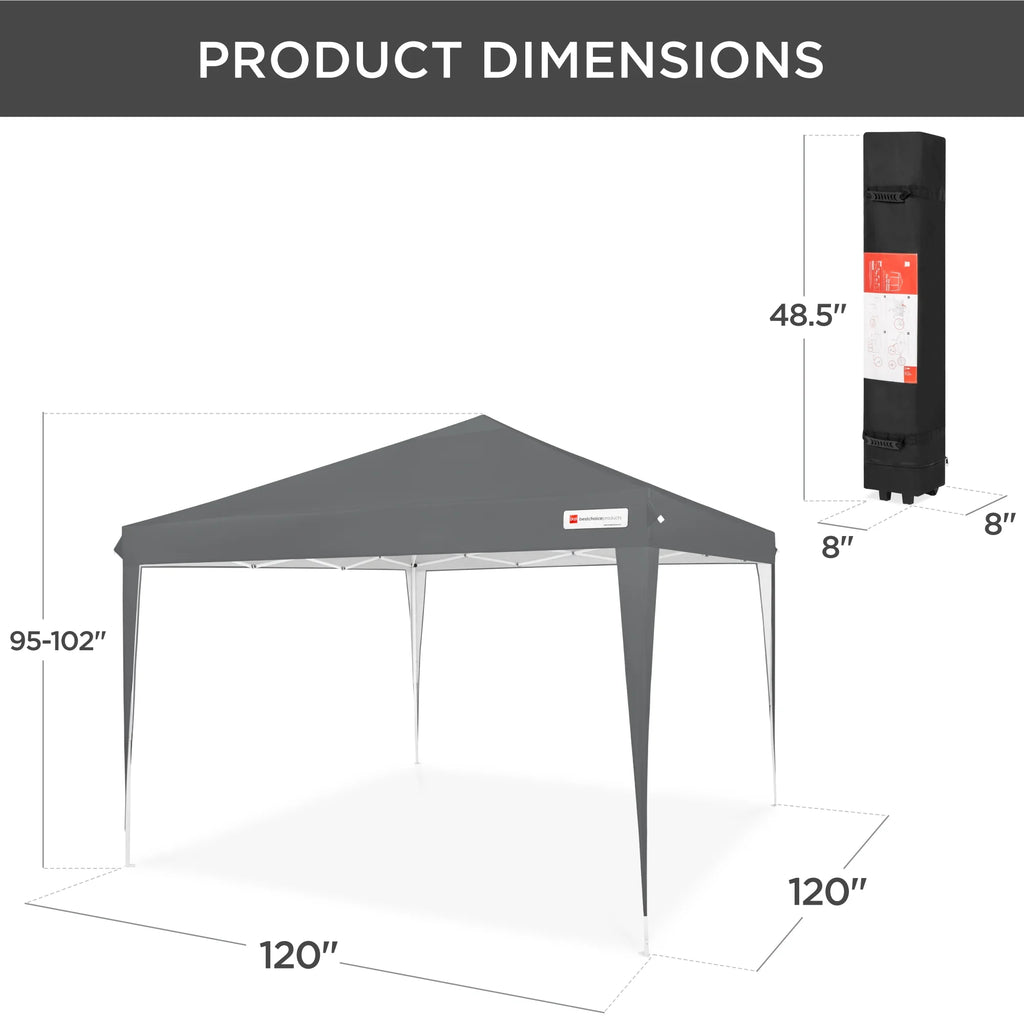 Best Choice Products 10x10ft Pop Up Canopy Outdoor Portable Adjustable Instant Gazebo Tent w/ Carrying Bag - White