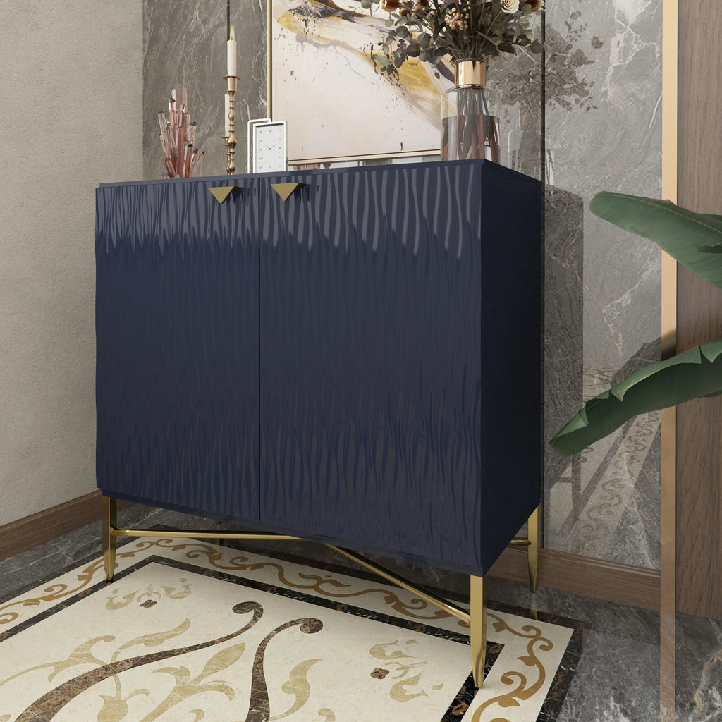 Clihome  2-Door Freestanding Locker Storage Accent Cabinet Blue
