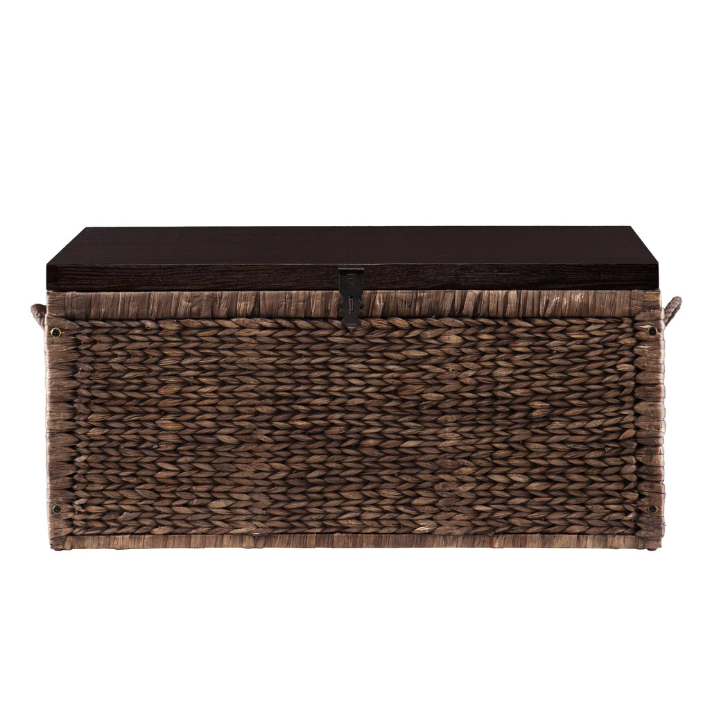 Samford Water Hyacinth Storage Trunk, Blackwashed with Espresso