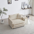 Comfy Deep Seat Sofa Chair, Upholstered Chenille Fabric Armchair with Toss Pillow for Living Room, Bedroom - Beige, Sturdy Wood Frame, 22+ Combination Options
