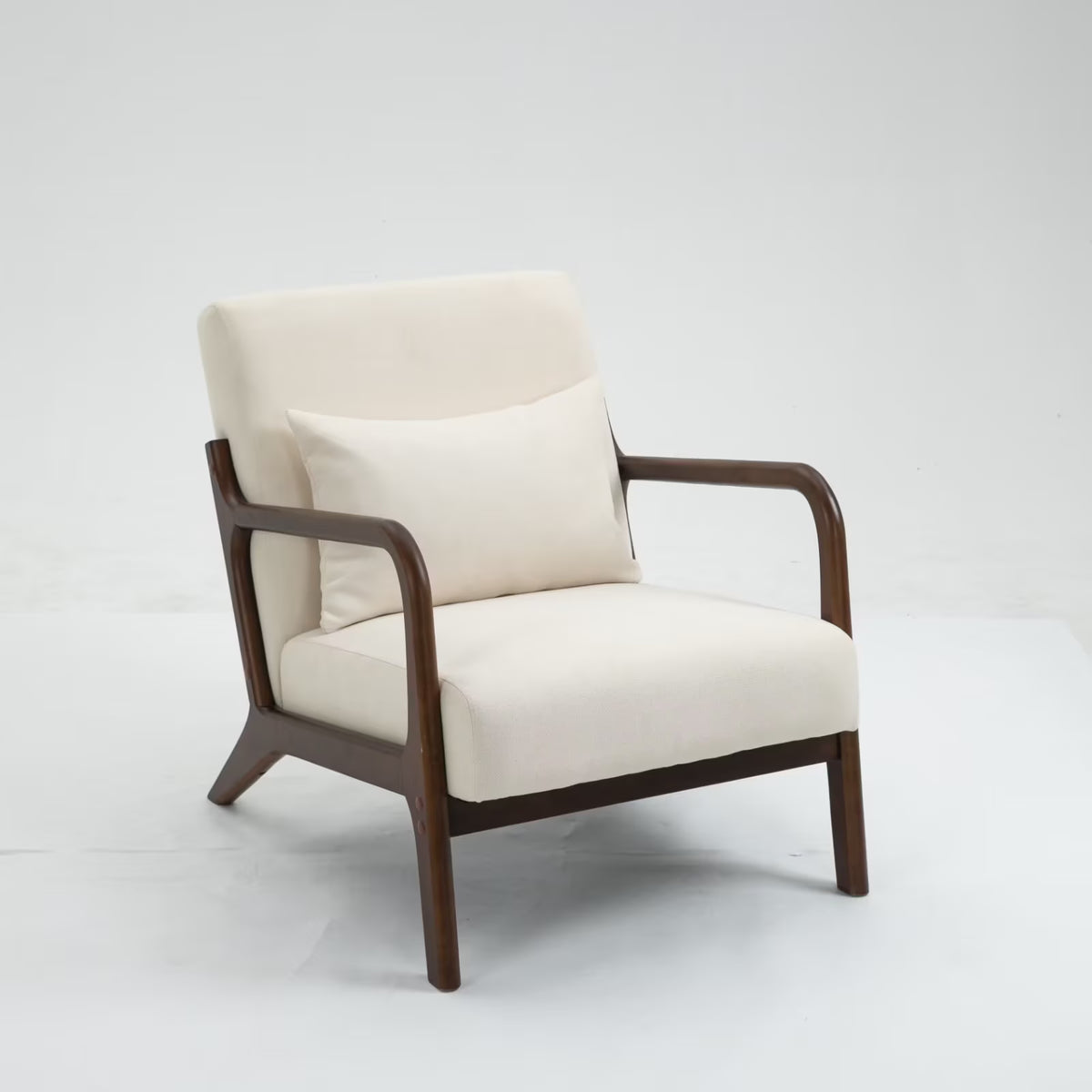 Modern Accent Chair, Upholstered Armchair with Wood Frame, Bronzing Cloth Single Sofa Chair with Lumbar Pillow for Living Room Bedroom Apartment, Orange