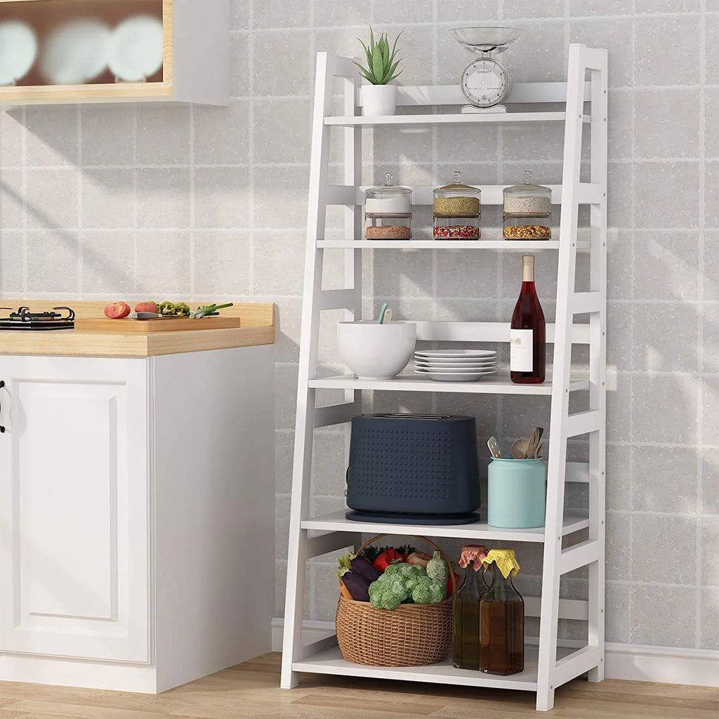 Tribesigns 5-Tier Bookshelf Modern Bookcase, 5 Shelves Ladder Shelf White
