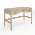 Martha Stewart Home Office Writing Desk with Tapered Legs in Light Natural with Antique Bronze Hardware