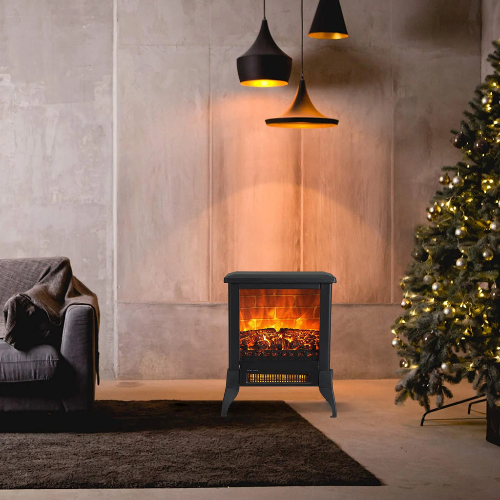 1400W Electric Fireplace Heater, 14" Freestanding Fireplace Stove with Realistic Flame, Portable Fireplace Space Heater for Home Indoor Small Space Use