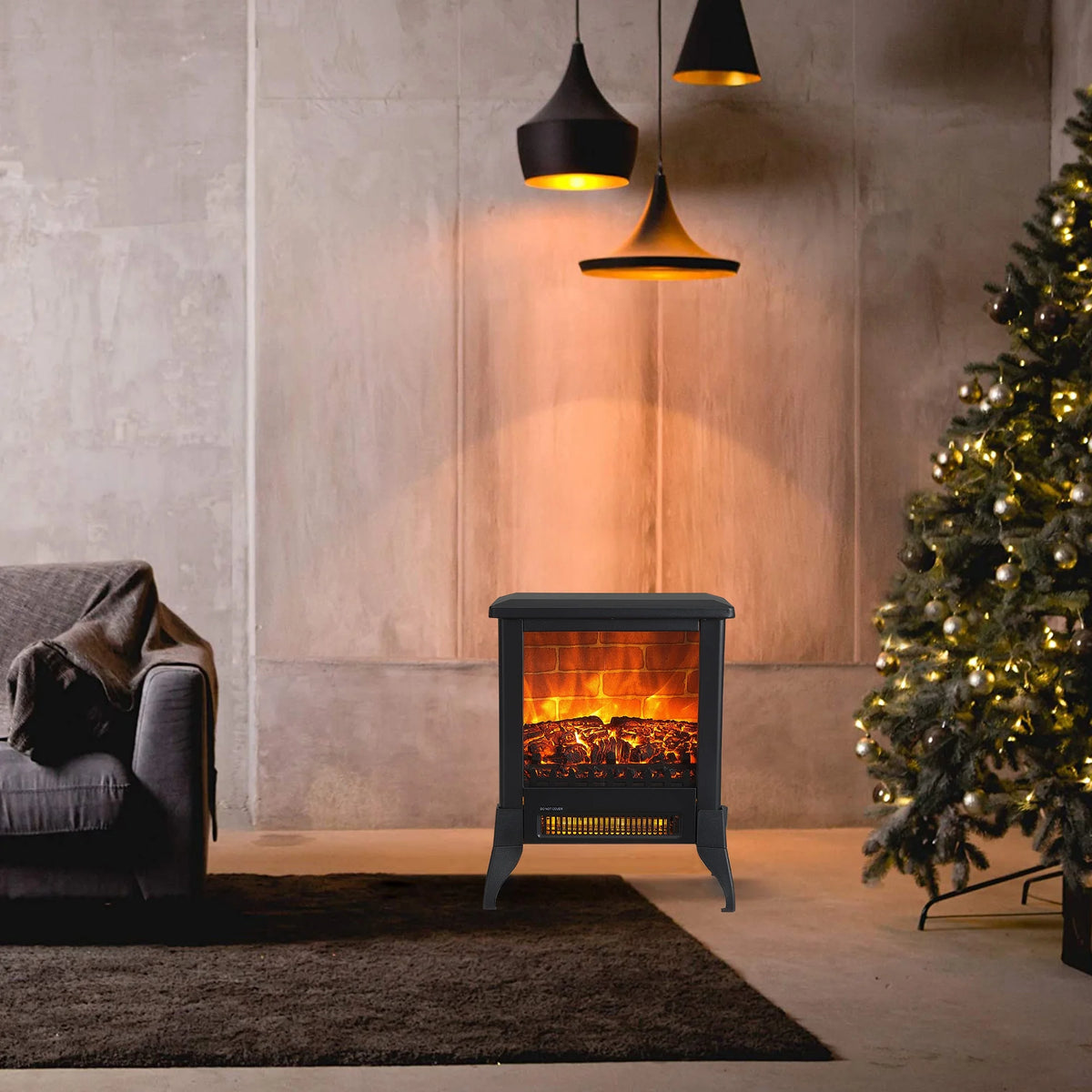 1400W Electric Fireplace Heater, 14" Freestanding Fireplace Stove with Realistic Flame, Portable Fireplace Space Heater for Home Indoor Small Space Use