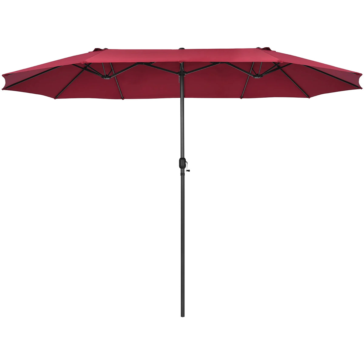 Costway 15ft Beige Patio Double-Sided Umbrella, Crank Lift