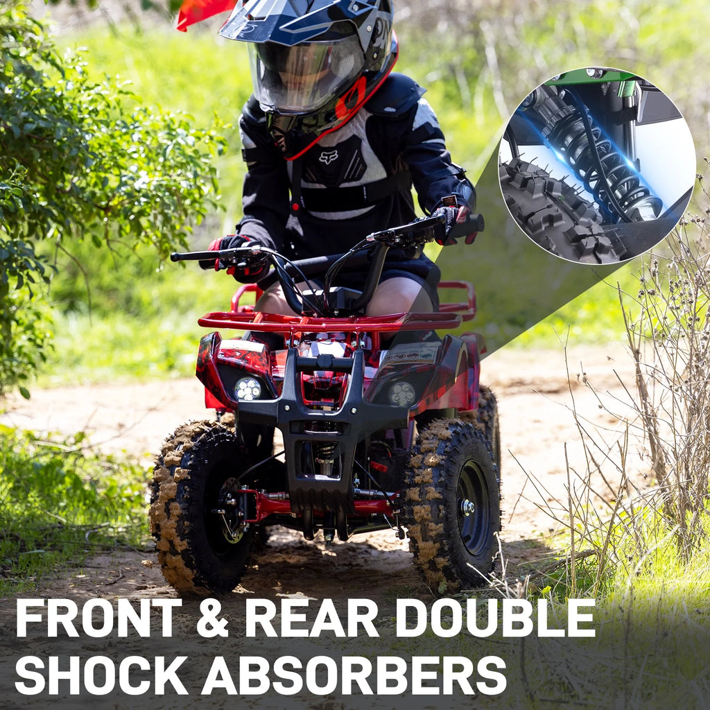 Aoemoe 500W 36V Battery-Powered Ride-On Off-Road 4-Wheeler 15 Mile Range, Flame