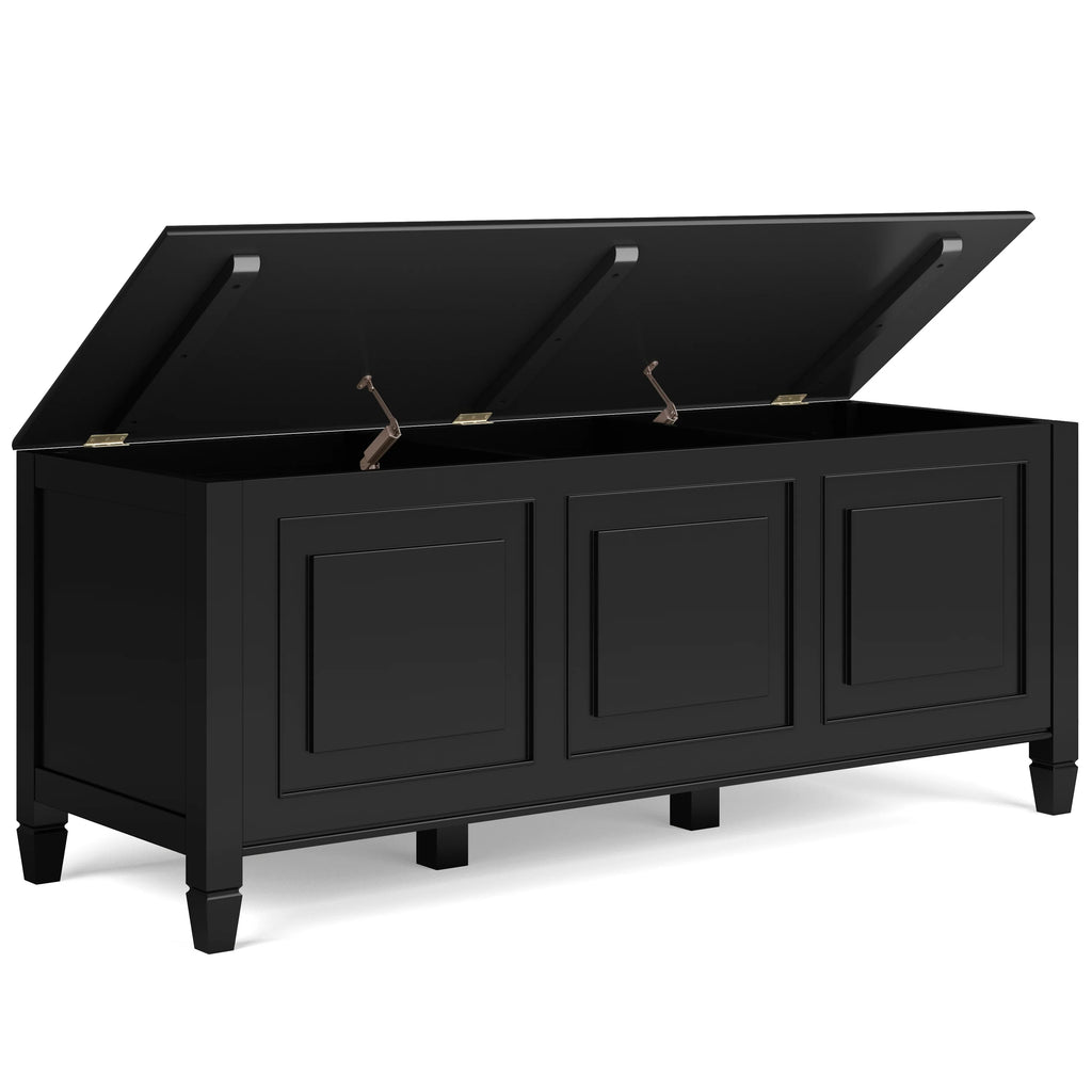 Simpli Home Connaught SOLID WOOD 51 inch Wide Traditional Storage Bench Trunk in Dark Chestnut Brown