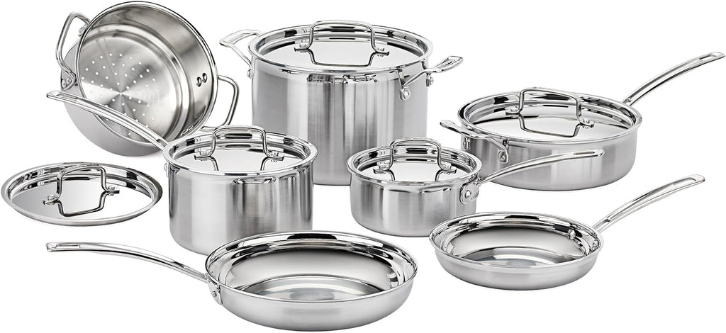 Cuisinart MultiClad Pro 13-Piece Stainless Steel Cookware Set, Silver