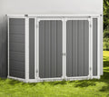 Shinpt Outdoor Storage Shed, 41 Cu Ft. All-Weather Resin Tool Shed, Lockable Double Door Shed for Storage of Garden Tools, Pool Accessories, Bikes, Garbage Bin, for Garden, Yard Lawn Pool