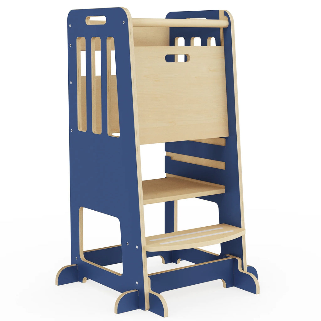 Toddler Standing Tower, Kids Kitchen Stool Helper 3 Levels Adjustable Height Wooden Toddler Step Stools for Learning New Skills