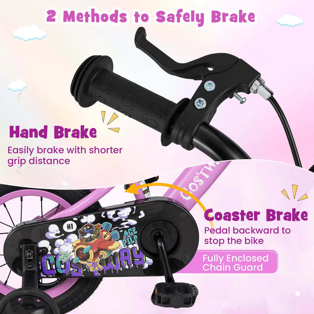 Costway 16" Kid’s Bike for 4-7 with Height-Adjustable Handlebar & Saddle Handbrake Blue