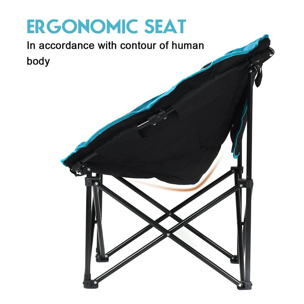 Gymax Moon Saucer Steel Camping Chair Folding Padded Seat w/ Carry Bag