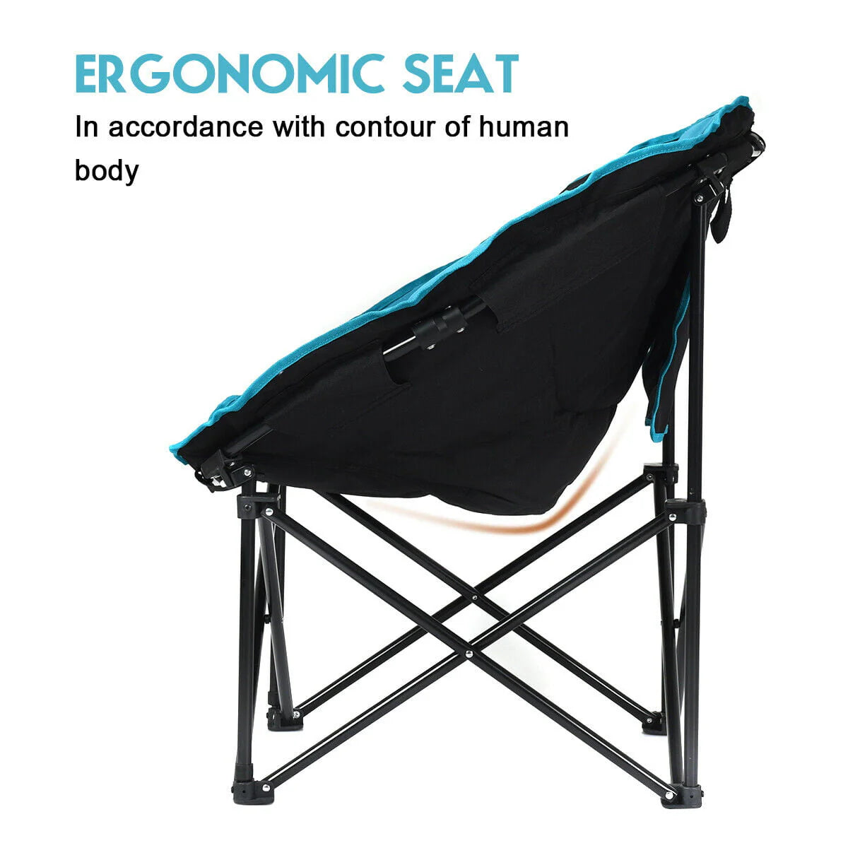 Gymax Moon Saucer Steel Camping Chair Folding Padded Seat w/ Carry Bag