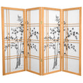 Oriental Furniture 4 ft. Tall Bamboo Tree Shoji Screen - Natural - 4 Panel