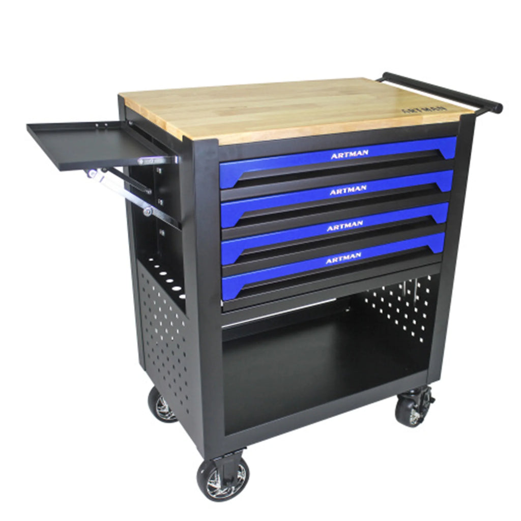 ARTMAN 4-Drawer Tool Cart with Wheels and Drawers ,Wood Top Tool Box Cart for Workshop Warehouse Garage