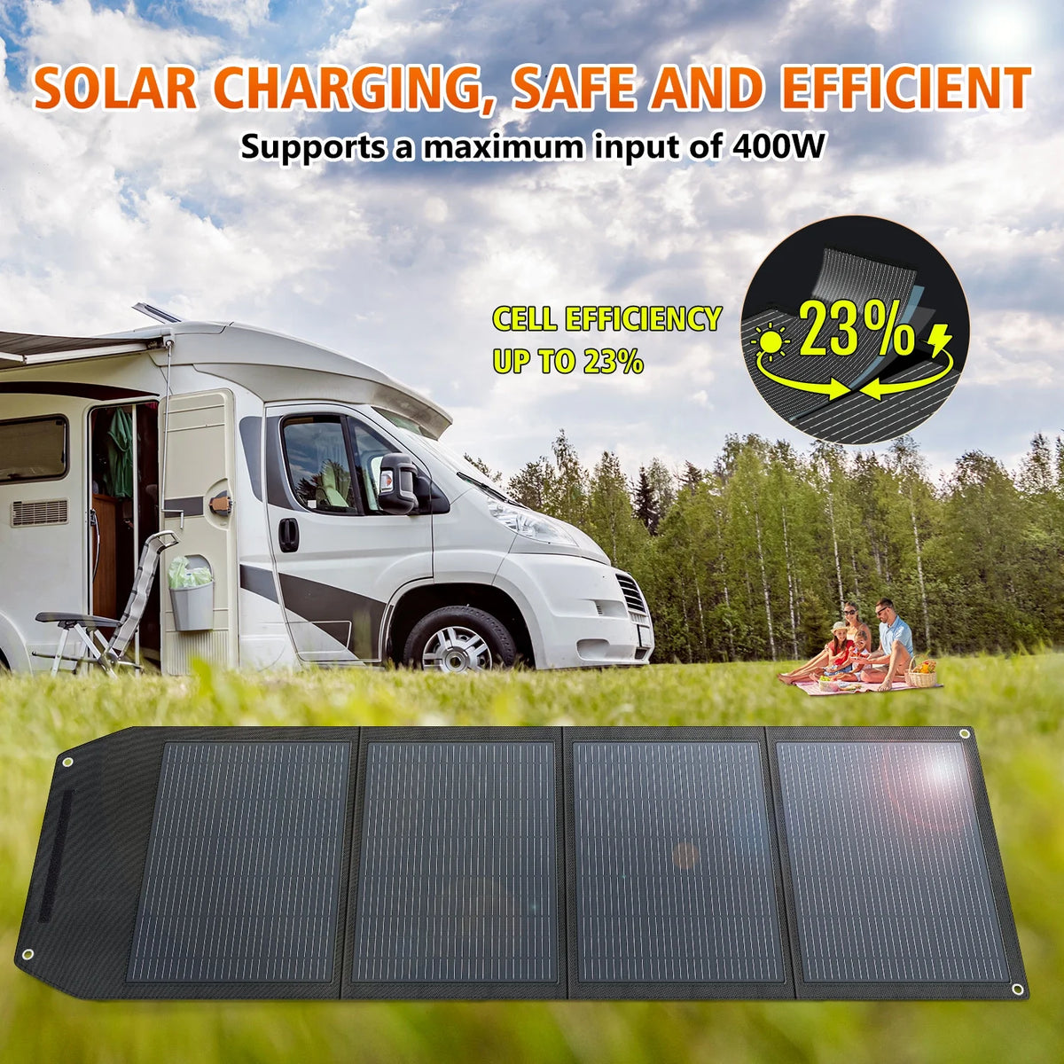 LVYUAN 400 Watt Foldable Solar Panel Kit, Portable Solar Charger Waterproof IP67 Solar Generator with MC4 Connector for Power Station, Camping, RV, Boat & Emergency