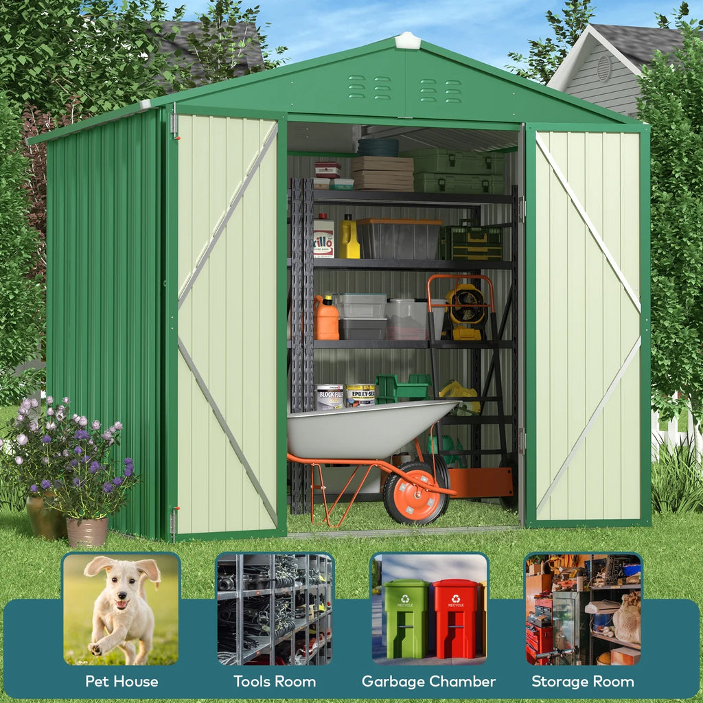 Lockable Lofka 6x4 ft Shed&Outdoor Storage Clearance  - All-Weather Resistant Garden Shed , Grey