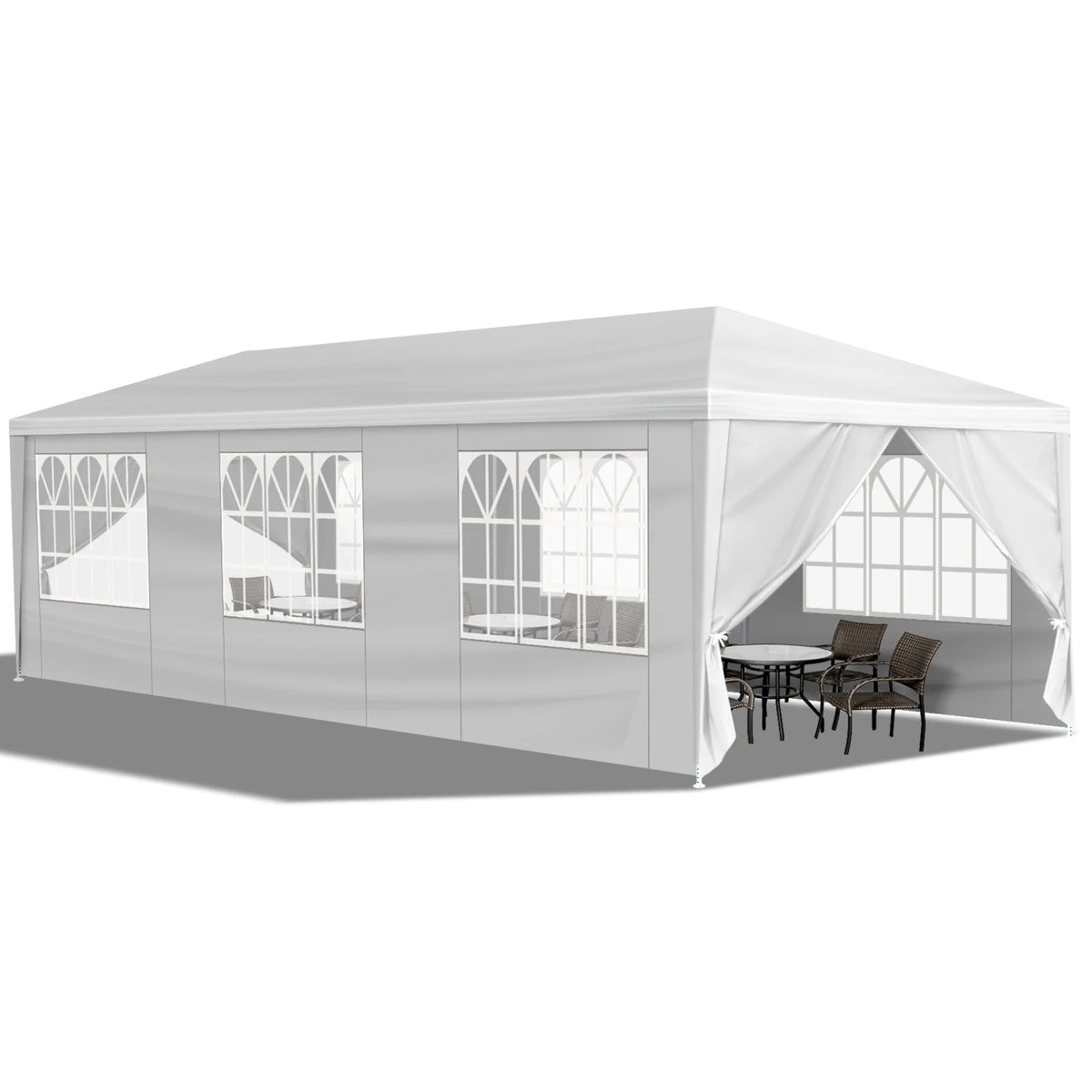 10'x30' Outdoor Party Tent with 8 Removable Sidewalls, Waterproof Canopy Patio Wedding Gazebo, White