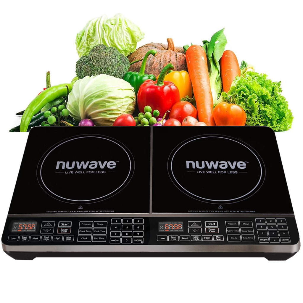 NuWave Electric Double Induction Cooktop 8 Portable Ultrathin with Sensor Touch Precision Induction Cooktop Burner, Home