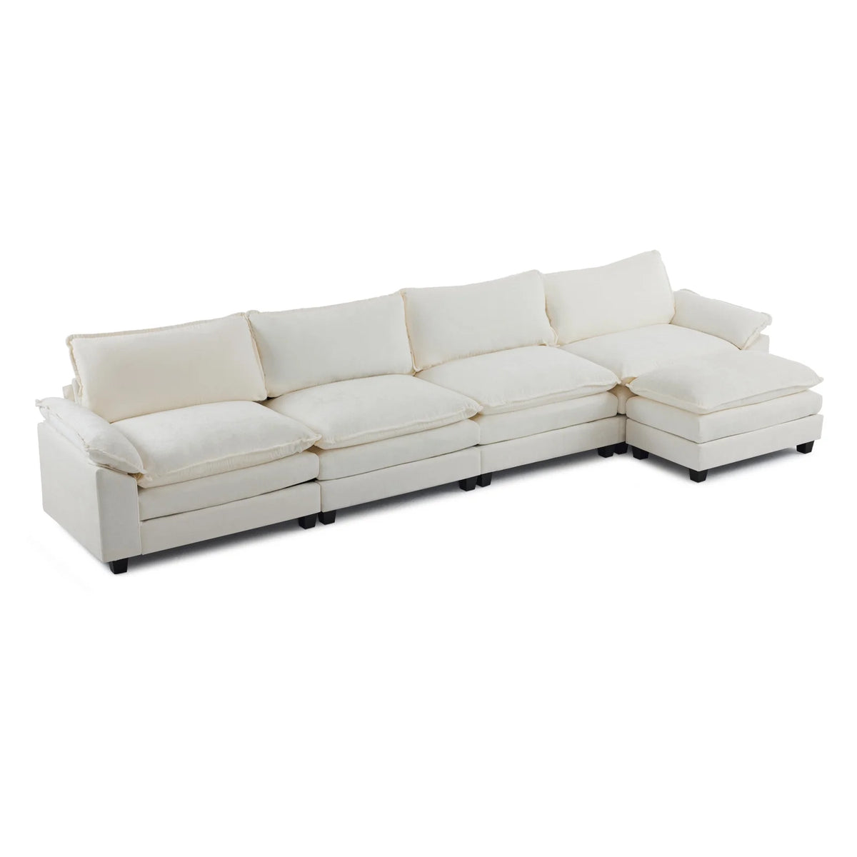 Zimtown Sectional Sofa with Ottoman, L Shaped Convertible Couch with Removable Chaise Chenille Fabric Sofa Set for 4-6 Persons Living Room Furniture Dark Grey