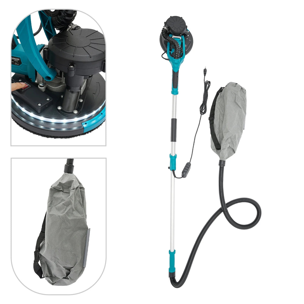 6 Gear Speed Orange Aluminum Alloy Electric Drywall Sander Vacuum with Dust Collection for Electric Ceiling and Wall