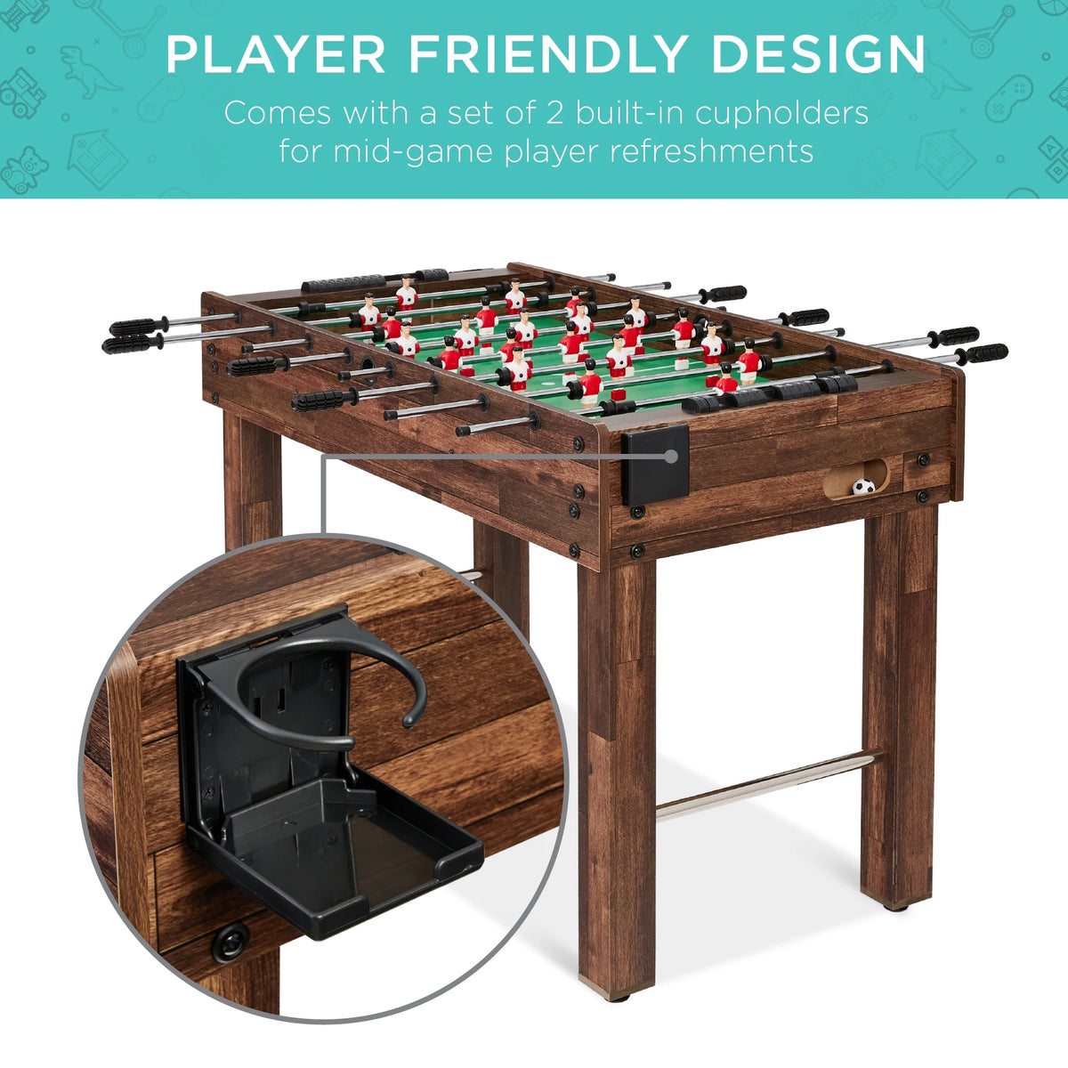 Best Choice Products 48in Competition Sized Foosball Table for Home, Game Room w/ 2 Balls, 2 Cup Holders - Light Brown