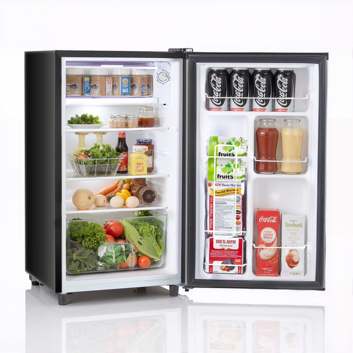 Upgraded Mini Fridge with Freezer, Compact Single Door, 3.2 Cu.Ft , Adjustable Thermostat, Low Noise, Perfect for Bedroom, Dorm, Office, 17.5" D x 17.7" W x 31.5" H, Black