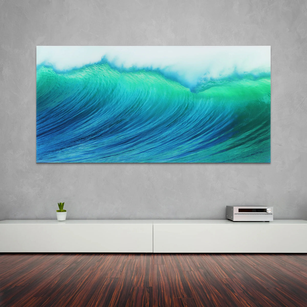 Empire Art Direct Blue Splash Frameless Free Floating Tempered Glass Panel Graphic Wall Art, 72" x 36", Ready to Hang