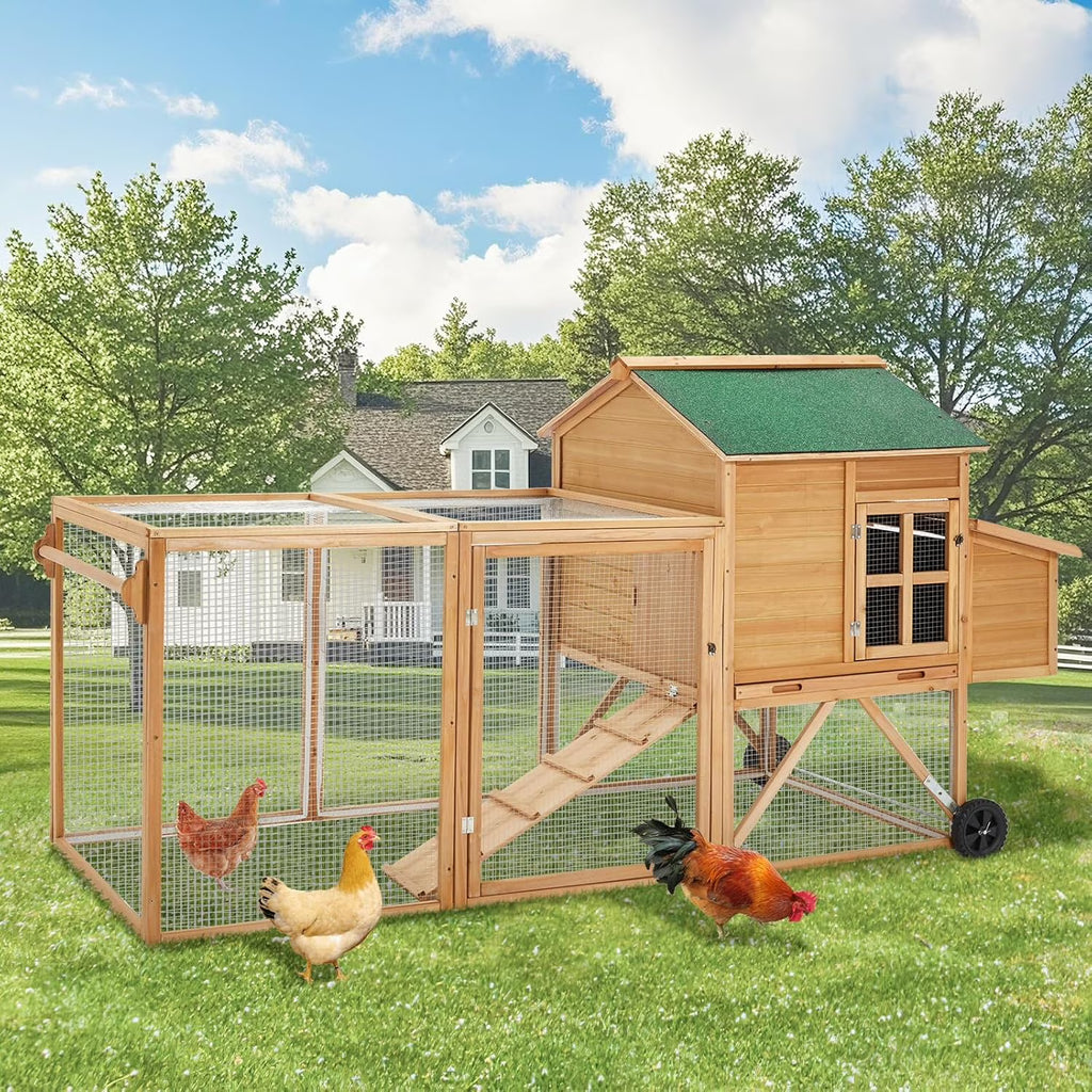 YODOLLA Chicken Coop 100" Wooden Large Chicken Cage with Run Chicken Coop for 6 8 Chickens,Chicken Run Hen House with 3 Nesting Boxes