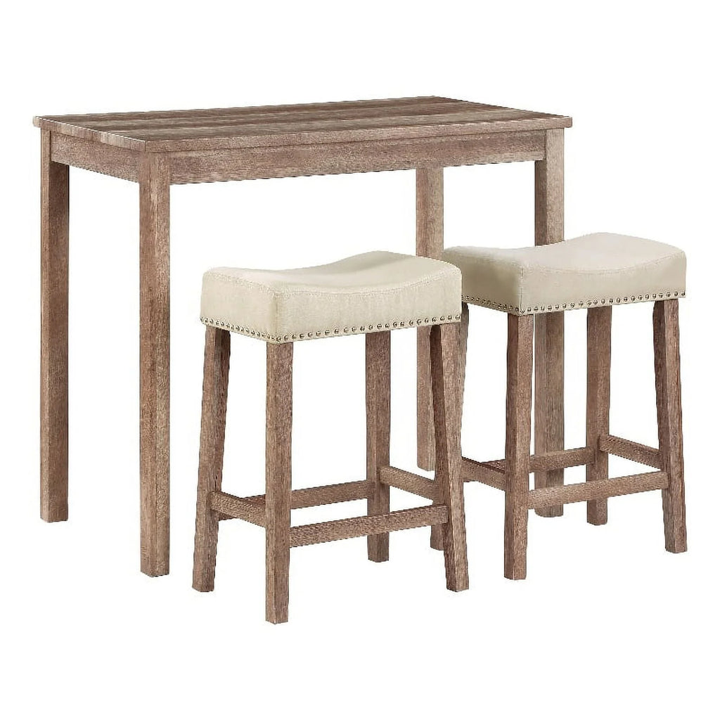Celina 3PC Counter Height Dining Set in Engineered Wood Natural Brown