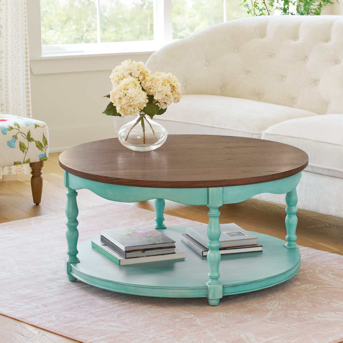 Pioneer Woman Helen Round Coffee Table, Teal