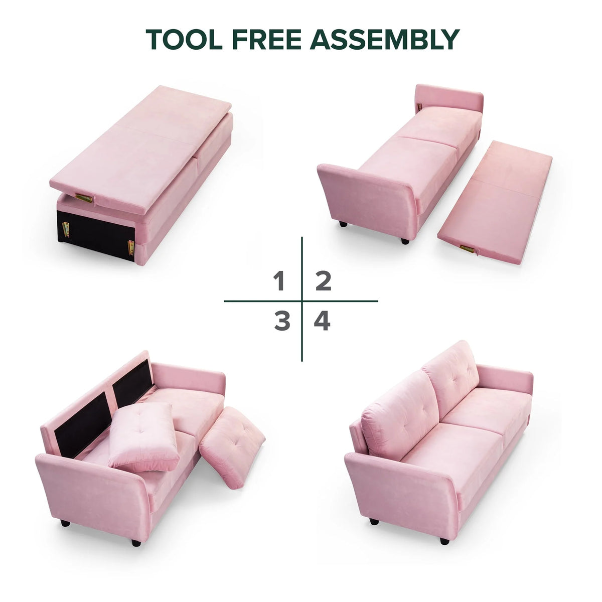 Ember Interiors Ricardo Loveseat, Blush Velvet