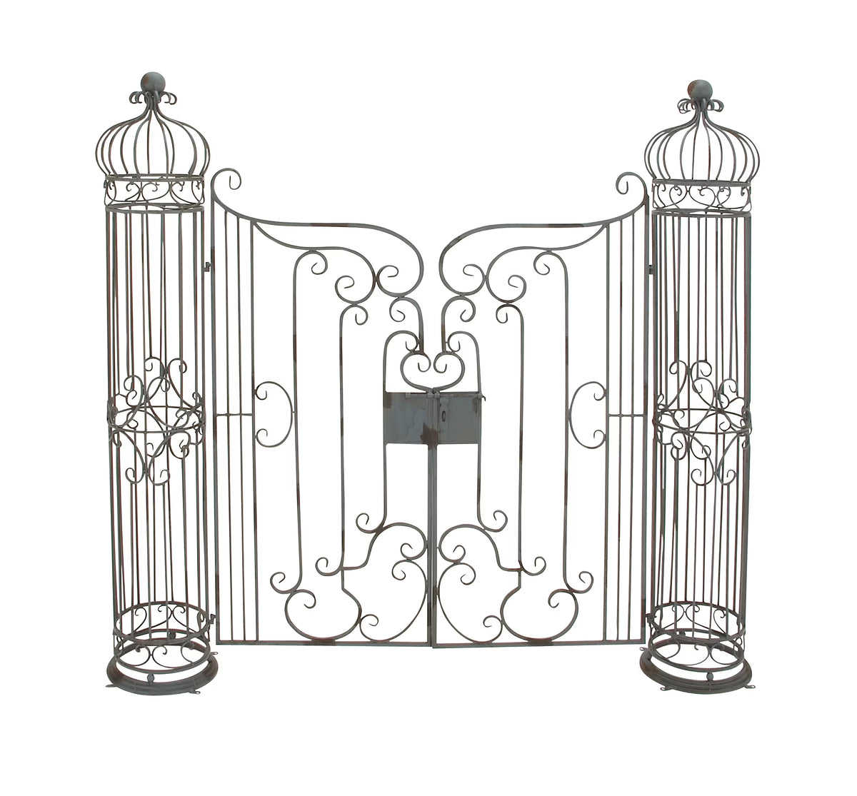 DecMode Traditional Metal Arch with Botanical Design Garden Arbors with Latch Lock Closure, 78"W x 94"H