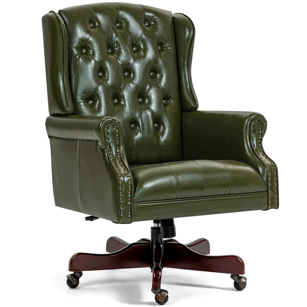 Homhum Classic Boss Office Chair, High Back Faux Leather Swivel Desk Chair, Adult, Brown