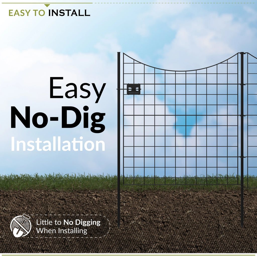39in H (5 Fence Panels) No Dig Easy Install Zippity Black Metal Fence, Decorative Fence Ideal for Garden Fencing For Dogs, Temporary Fence or Garden Fence Animal Barrier, WF29006