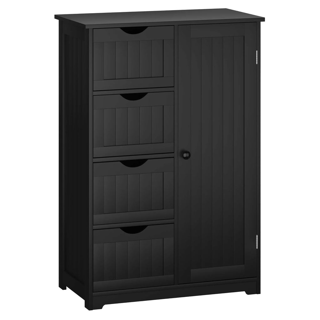 Bathroom Storage Wooden 4 Drawer Cabinet Cupboard 2 Shelves Free Standing White