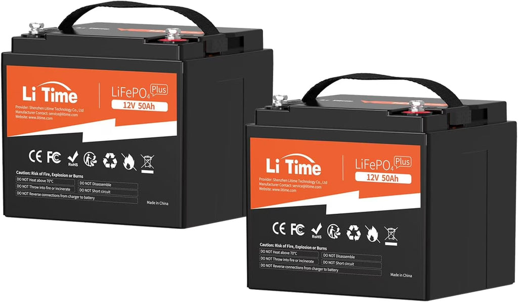 LiTime 12V 50Ah LiFePO4 Lithium Ion Battery, 4000+ Cycles, Lighter LiFePO4 Battery for Camping Trolling Motor Solar