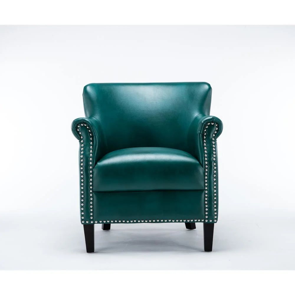 Comfort Pointe Holly Navy Blue Faux Leather Club Chair with Nail Head Trim