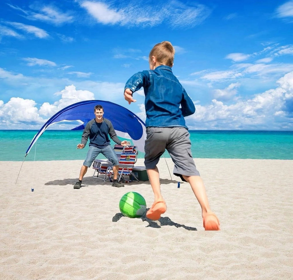 Portable Beach Shade Tent Wind Driven Lightweight 2.43 lbs for 2-3 People Blue