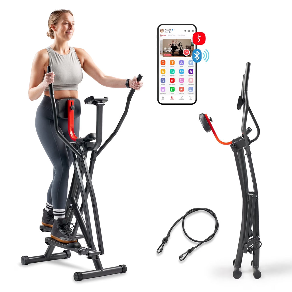 Sunny Health & Fitness Manual Air Walker Elliptical 30 Stride, Low Impact, Lightweight, Quiet with Free SunnyFit App