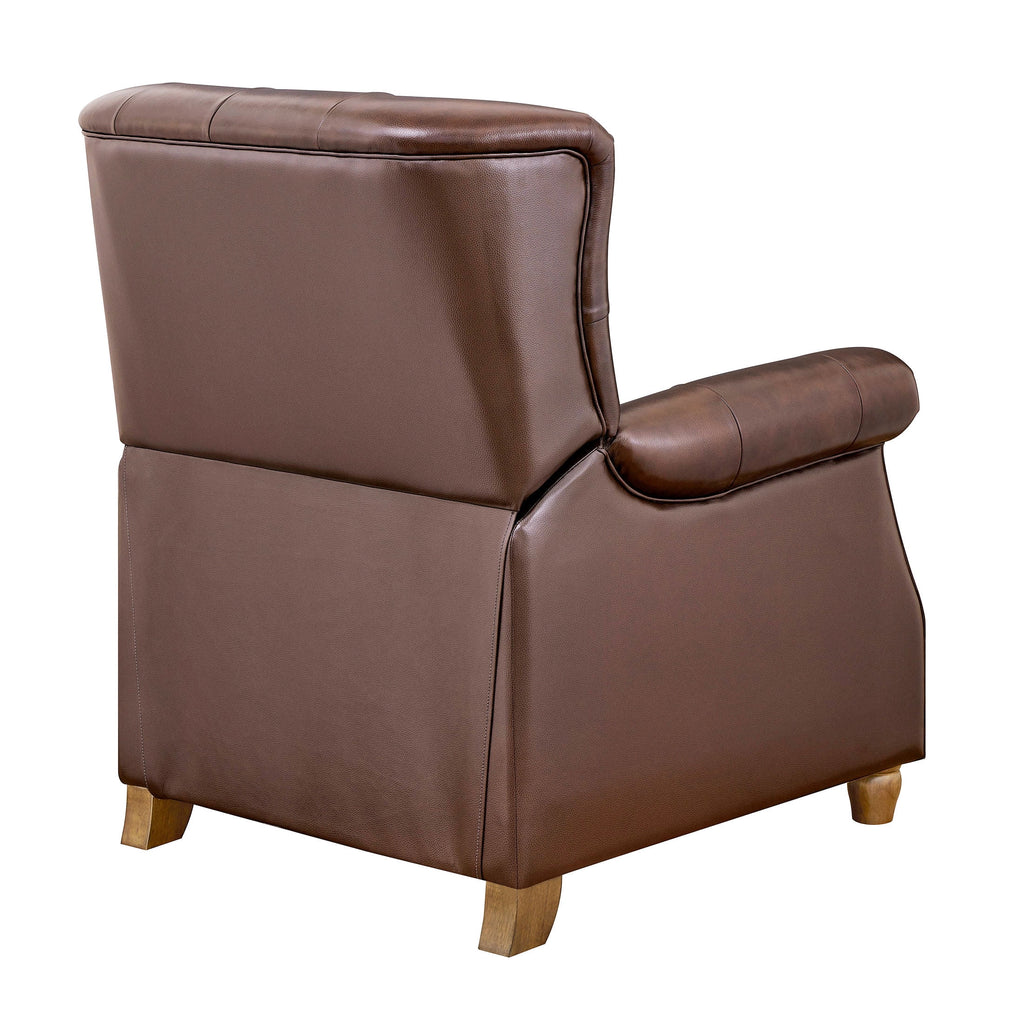 Pioneer Woman Harper Pushback Leather Recliner, Whiskey & Faux Cowhide Upholstery