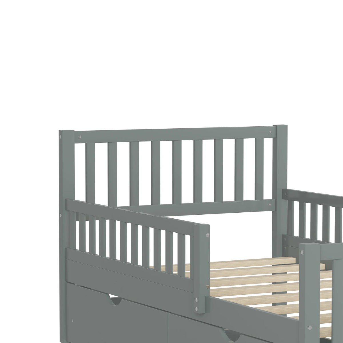 Bellemave Twin Bed with Storage Drawers and Fence Rails, Wood Platform Beds Frame with Headboard, Twin Size Storage Bed for Kids Boys Girls Teens White)